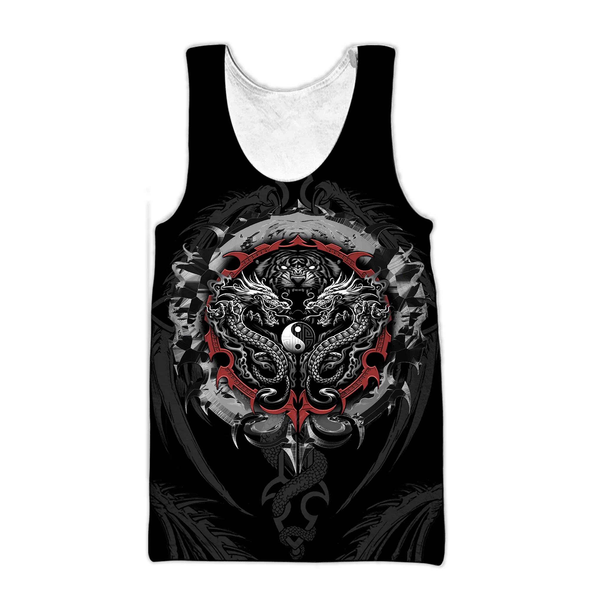 Tattoo Skull Dragon Lover 3D Printed Men vest Summer Harajuku Sleeveless T-shirt Unisex Casual Polyester Tank Tops BX-72