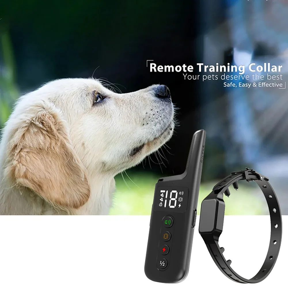 

Dog Training Collar Wrap-Around Shock 1000Ft Control Distance Electric Training Collar Static Shock Anti Bark Collars For Dogs