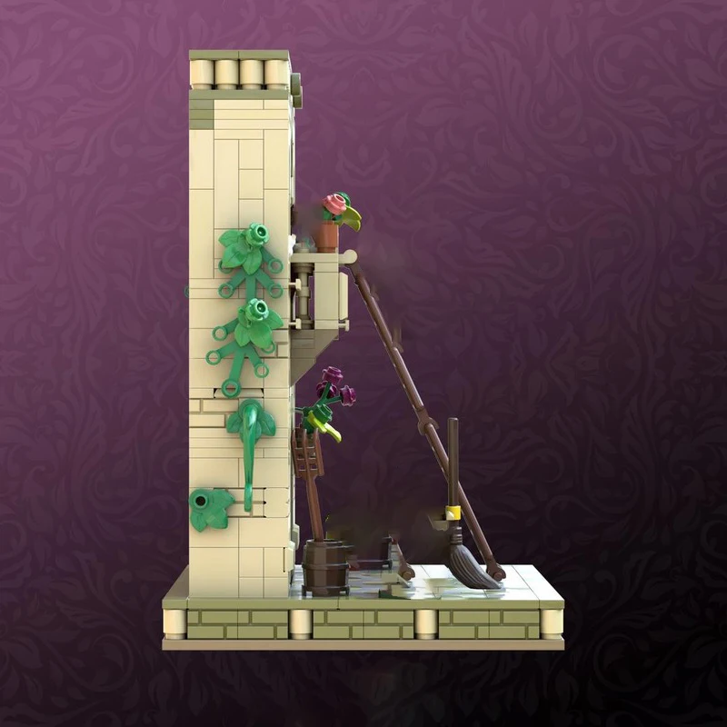 도시 거리 풍경 모크 빌딩 블록 사랑의 사다리 - 중세 벽돌 모델 DIY 조립 건설 장난감 휴일 선물