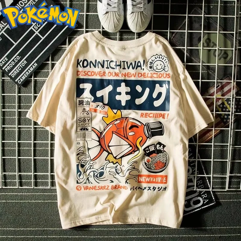 Ropa de verano estilo japonés Harajuku, camiseta de manga corta para hombre, camisetas holgadas de marca Tide para parejas, ropa para mujer