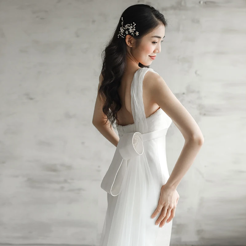 SONDR One-Shoulder Bride Dresses Sleeveless Custom Made Satin Mermaid Backless Wedding Dress Robe De Mariée Evening Gown Bridal