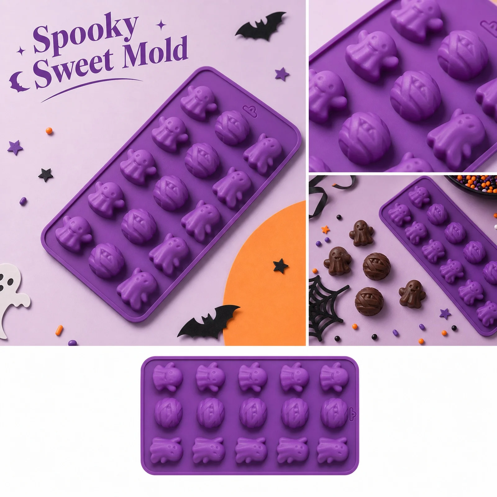 ハロウィーン用シリコン製型。食品グレードで、焦げ付き防止加工 - Eco Soap のレビューと価格
