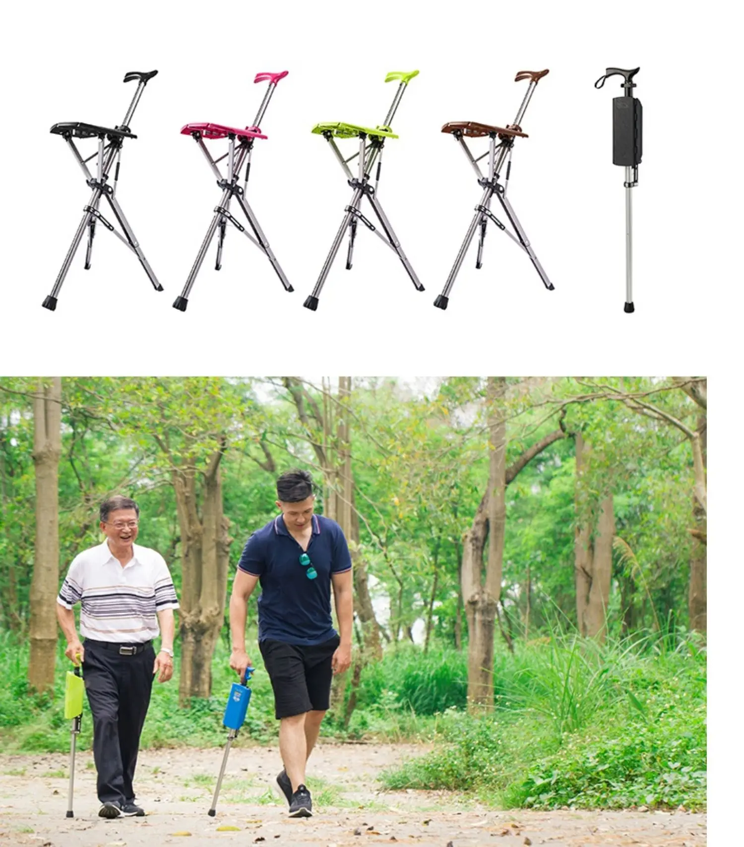 Taiwan's original imported crutch chair can be folded for elderly people to sit on, with non slip straps. The chair