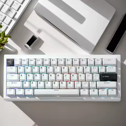 Wireless Customized Mechanical Keyboard RGB Backlit Gaming Keyboard Wired/Bluetooth-Compatible 5.0/2.4G 61 Keys for PC Notebook