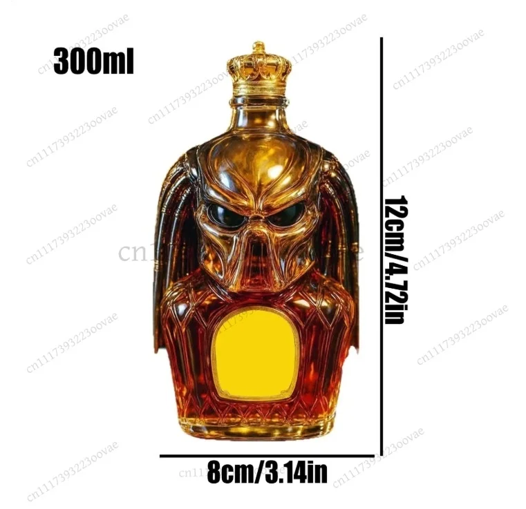 LF-300ml Whiskey Decanter Bottle, 3D Design Glass Liquor Container with Airtight Lid, Home Bar Accessories & Wine Cellar Storage