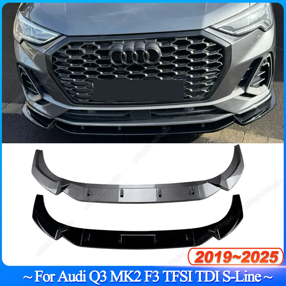 

Передний бампер автомобиля, диффузор для губ, сплиттер, модернизация для Audi Q3 MK2 F3 TFSI TDI S-Line 2019-2025, ABS, глянцевый черный Bodykits, тюнинг