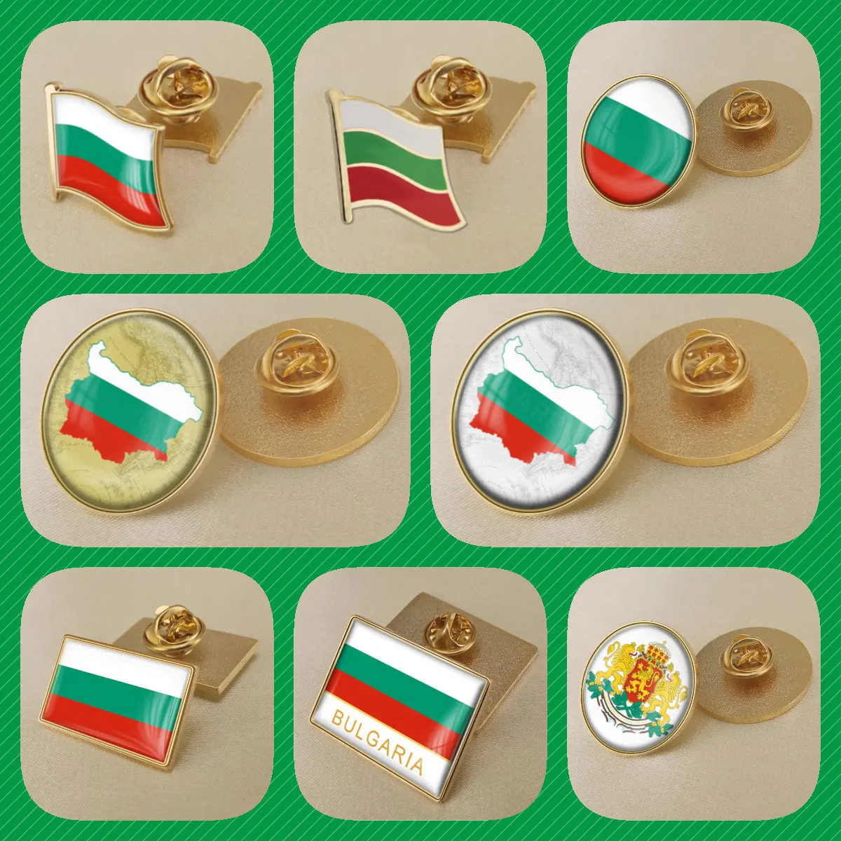 Bulgaria Bulgarians National Emblem Flower Map Flag Brooch Badges Lapel Pins