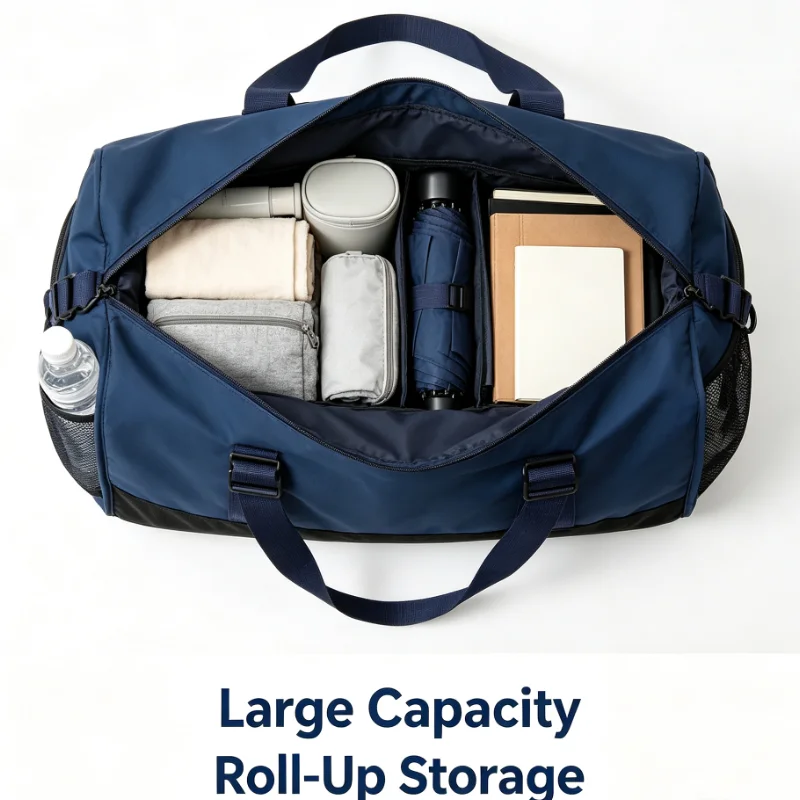 Waterproof Roll Top Duffel Bag Large Capacity Gym Sports Handbag For Fitness Swimming Business Trip Weekend Getaway Storage view 5