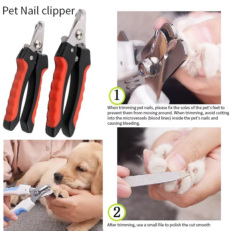Professional Pet Nail Clipper with Safety Guard Stainless Steel Scissors Cat Dog for Claw Care Grooming Supplies Size Fits