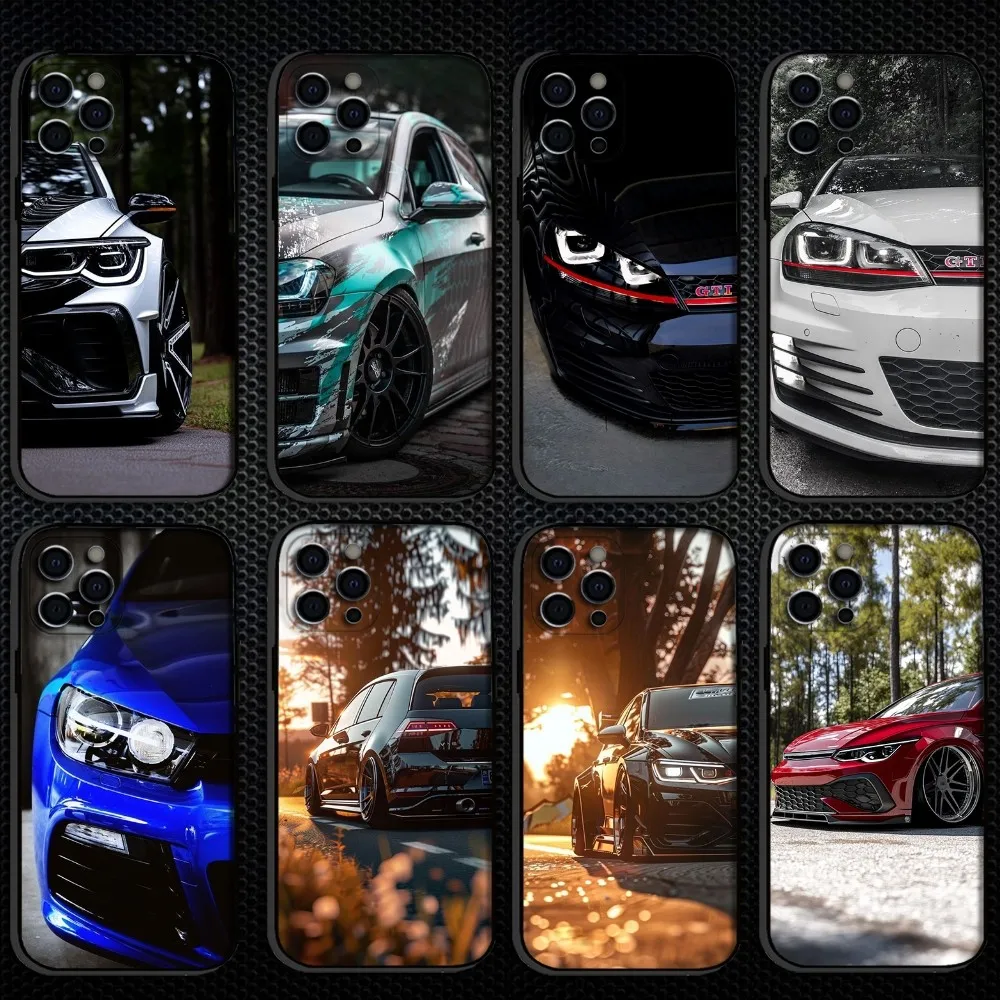 

G-Golf G-GTI Car MKs Phone Case For iPhone 16,15,14,13,12,11 Plus,Pro Max, Soft Silicone Black Cover