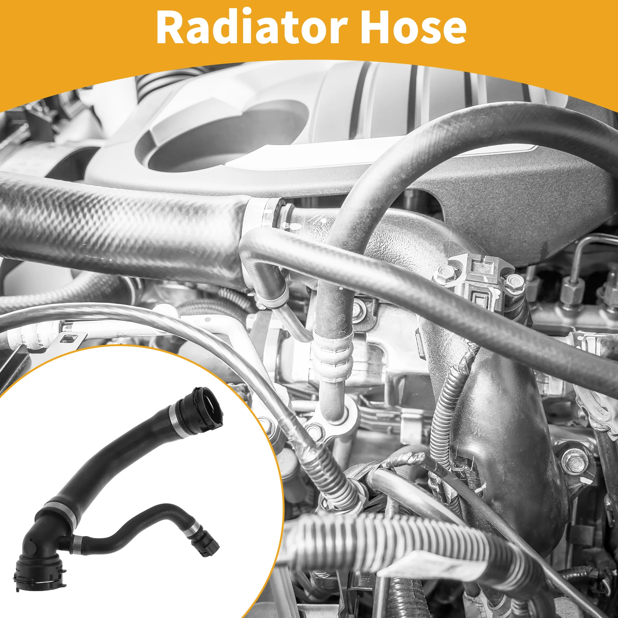 UXCELL Radiator Hose No.11537505228 Upper Water Coolant Hose Pipe for BMW 540i E39 for BMW 740i 740iL Rubber Black Good Sealing