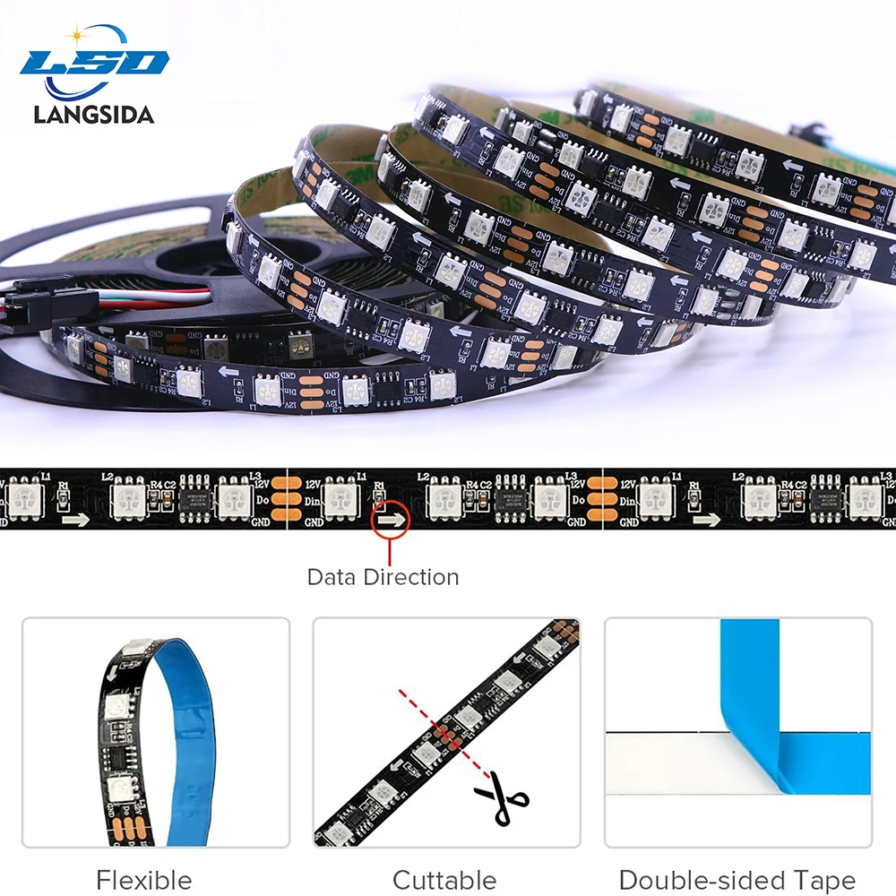 تيرا دي لوسيس Led RGB WS2811 SMD 5050 اتجاه 30 48 60 96 المصابيح RGB Externo 1 التحكم IC 3 المصابيح Luces Led Normales Brillant