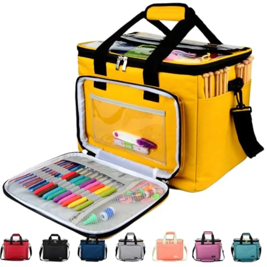 

Knitting Bag for Yarn Storage High Capacity Yarn Totes Organizer with Inner Divider Portable for Carrying Project Knitting Need