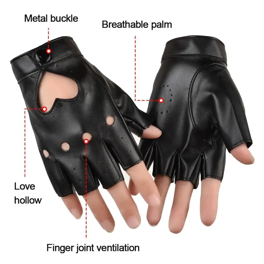 Gothic lolita Women Men Performance Mittens PU Leather Gloves Cosplay  Mittens Ladys Driving Dress Five Finger Gloves