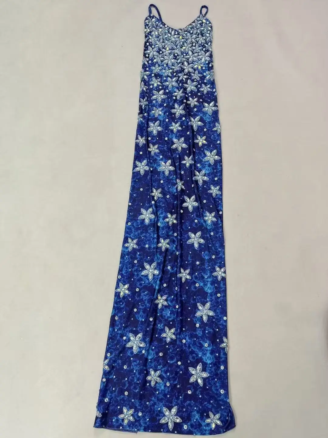 Sexy High-end Starry Sky Pattern Rhinestones Blingbling Suspenders Dress Evening Party Gown Show Red carpet Elegant Stage Wear