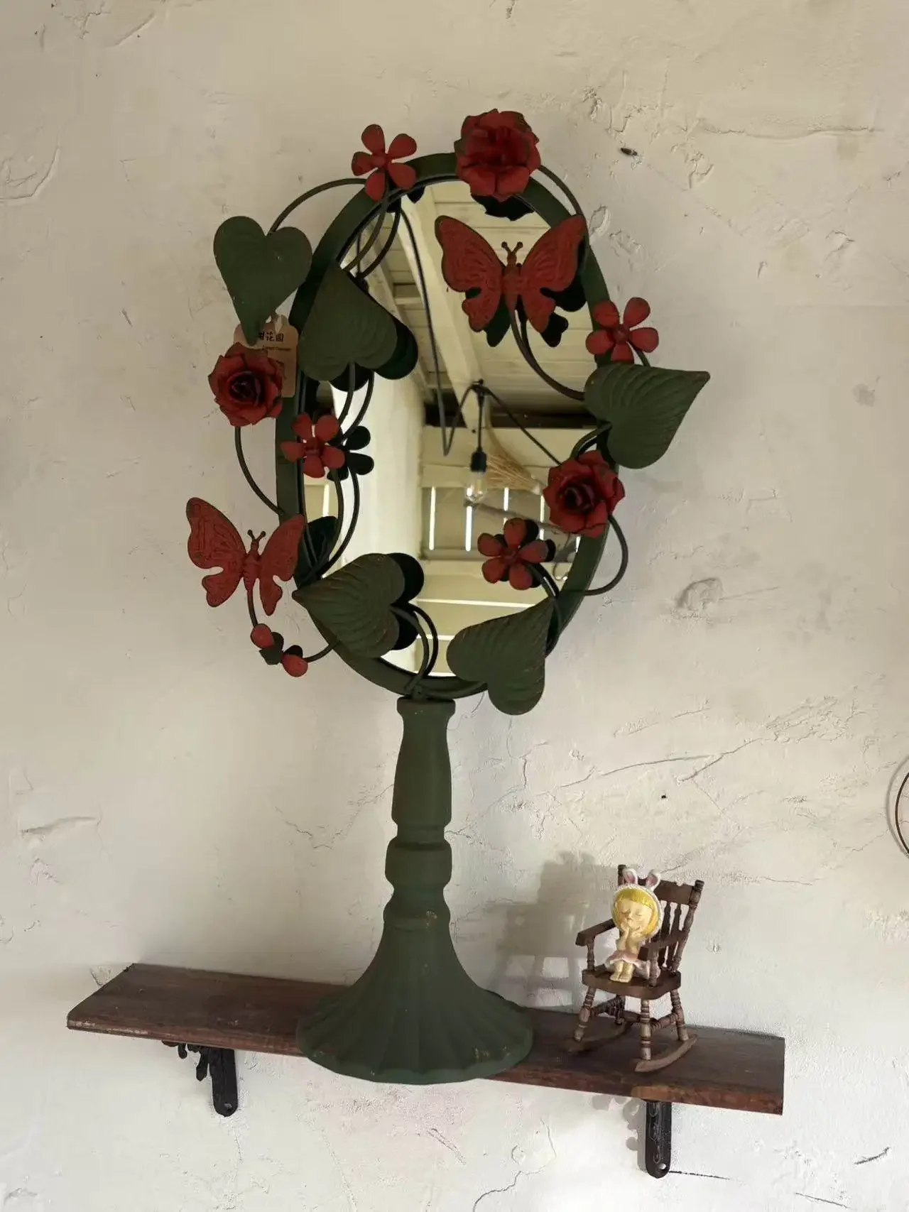 Mirror Decoration Iron Mirror Gardening Decoration Ornament Butterfly (the physical texture is really excellent)