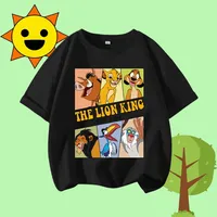 Disney Summer T-shirt - Boys' and Girls' Sports Shirt - Children's Round-neck Short-sleeved Lion King Cartoon Print Casual Shirt