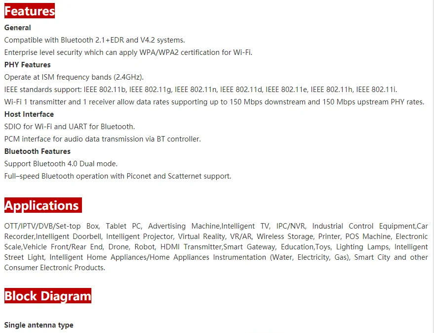 Rtl8723ds 2,4g Wi-Fi Bluetooth 4,2 Combo-Modul 1 t1r sdio2.0/uart 6223a-srd kompatibel ap6212 – Detail 2