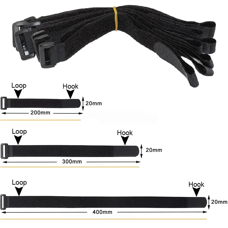 5Pcs Reusable Hook and Loop Straps Fastening Cable Ties Cable Straps Nylon Securing Wire Cord Ties Organizer Fastener Tape