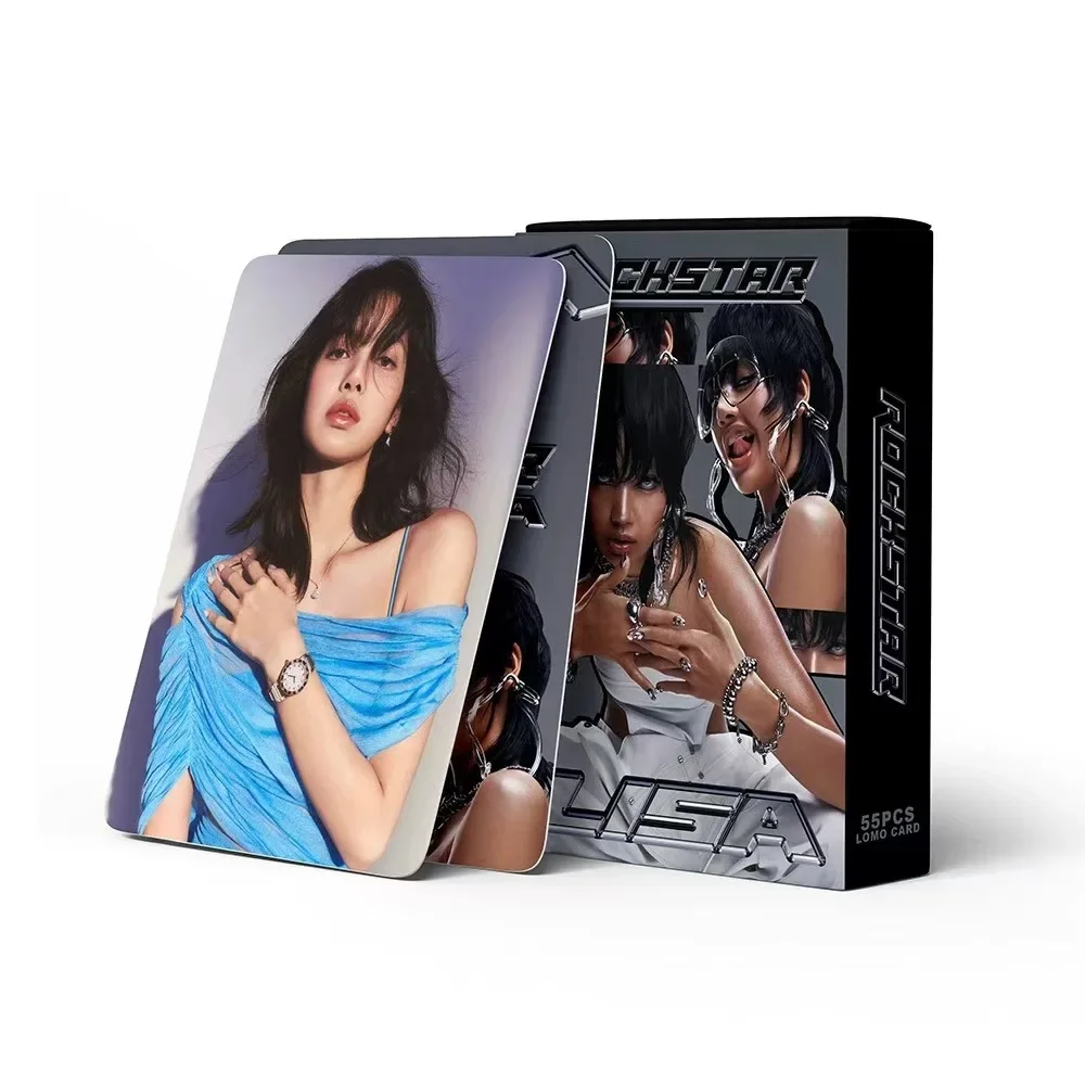 55 قطعة Kpop LISA ROCKSTAR سولو لومو بطاقة جديدة Ablum HD صور طباعة صور بطاقة الصور لمحبي جمع البطاقات البريدية الهدايا