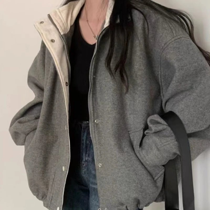 Korean Style Chic Retro Women Casual Slim Fit Streetwear American Vintage Autumn Winter Outerwear Y2k Clothing Femal Streetwear