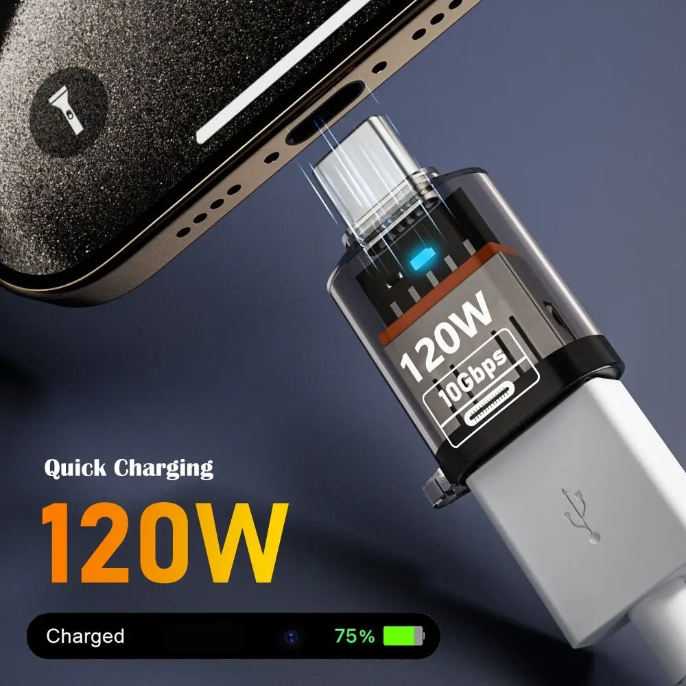 10Gbps Type-C إلى USB-A محول PD 120 واط مؤشر ضوء USB-C موسع شحن سريع ذكر إلى أنثى OTG محول HDD