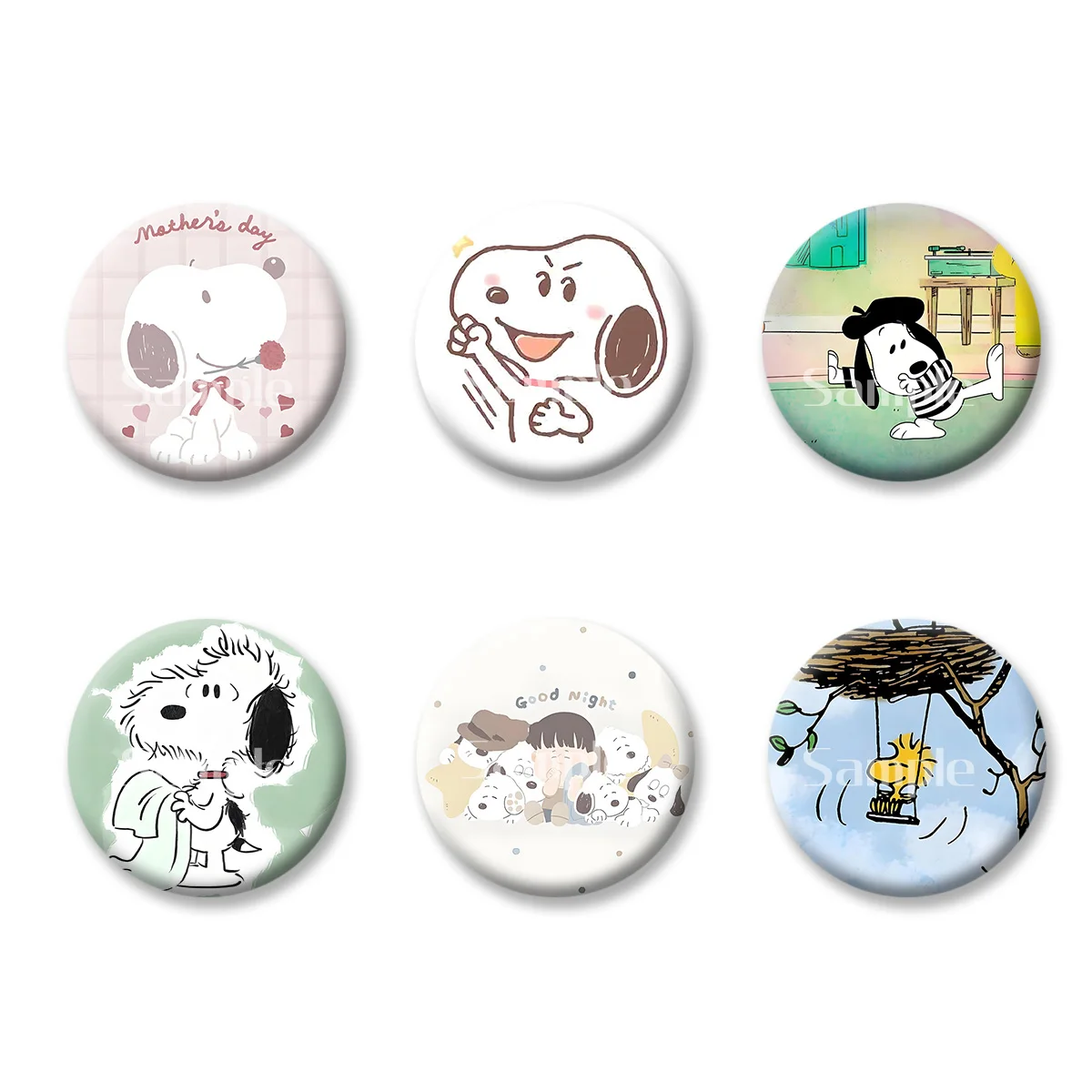 

Flash Badge Cards Snoopy Anime Cartoon Souvenir Girl Keychains Convenient Makeup Mirror Fridge Magnet ACG Accessories