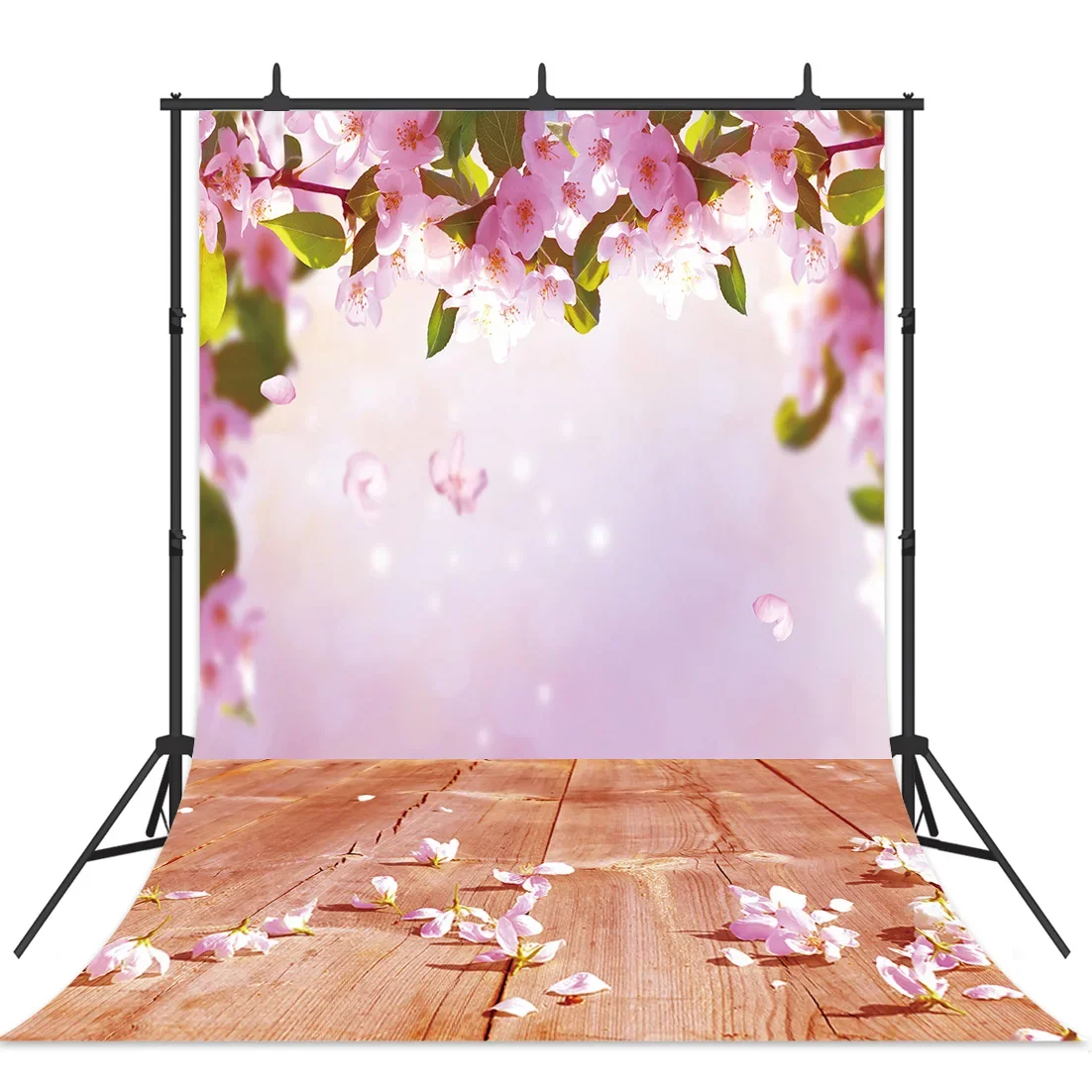 Flowers Wall Wooden Floor Photography Backdrops Red Heart Green Leaves Photo Background for Children Baby Dolls Photozone Studio