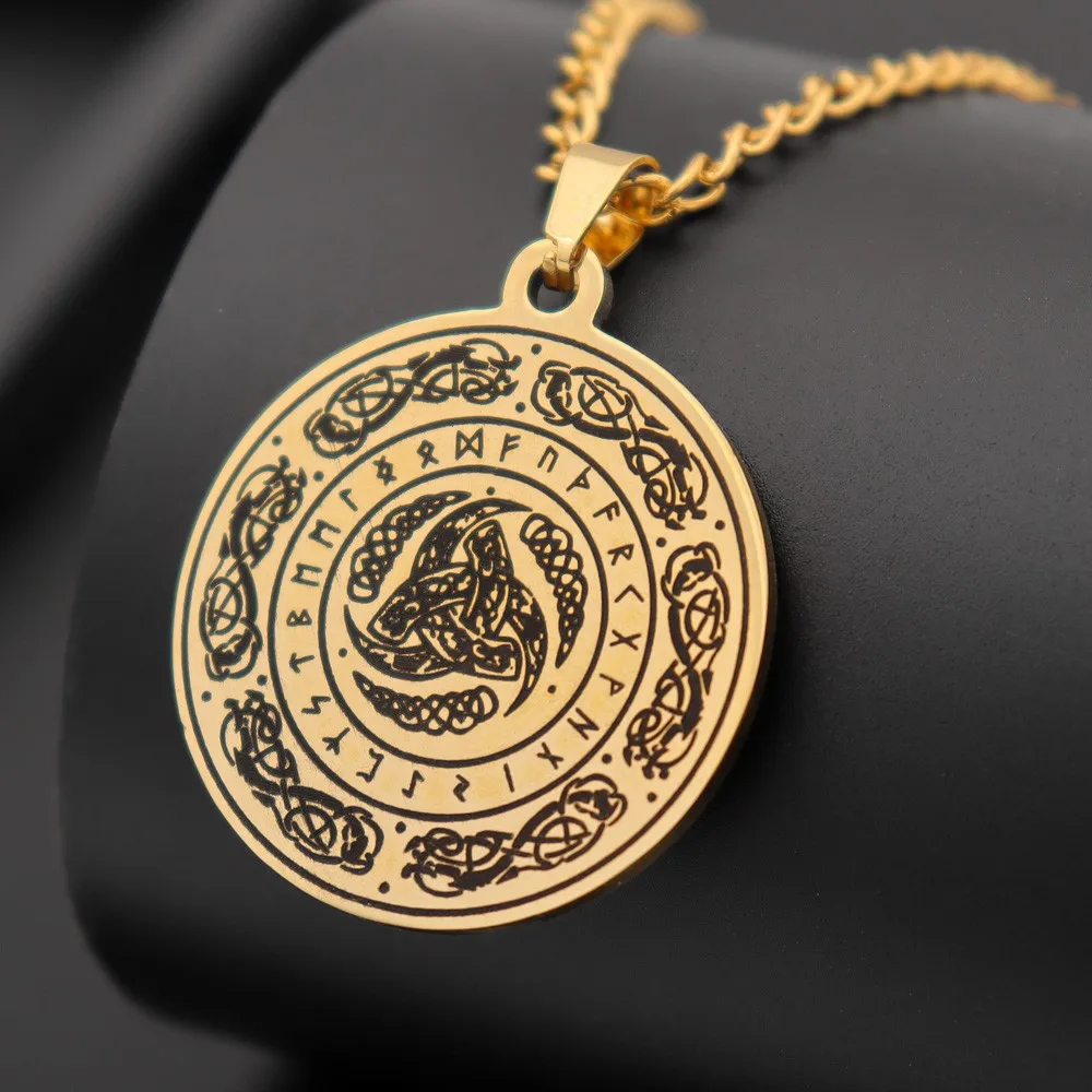 Viking Rune Irish concentric knot Alloy Pendants Necklace Vintage Stainless Steel Men Personality Pendants Jewelry Accessories