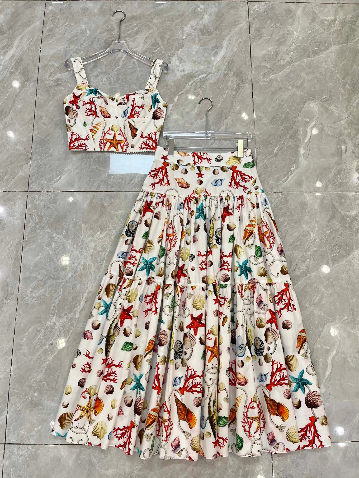 

Высококачественная хлопковая макси-юбка и топ с принтом звездфи, модная длинная юбка, комплект f-длины для молодых женщин в их 20-х годов