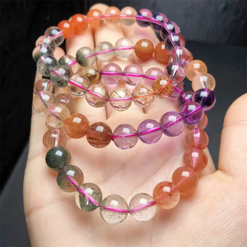 Natural Colored Hair Quartz Bracelet String Charms Strand Women Men Exquisite Jewelry Gift Healing Crystal Energy Gift 1pcs 10MM