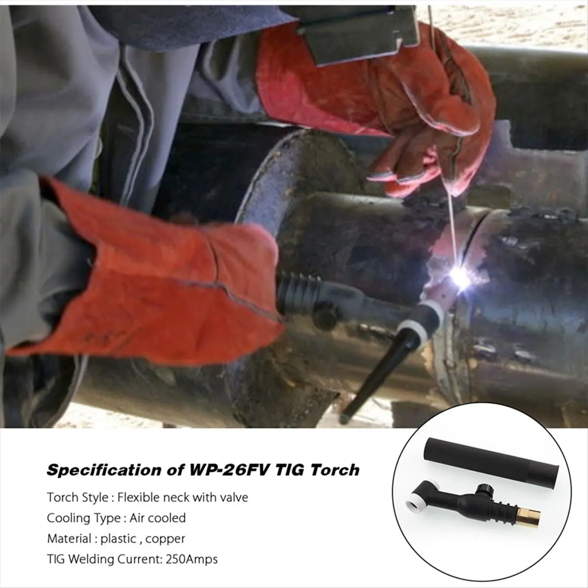 -26FV TIG Welding Torch Head Flexible & Valve Welding Torch Parts