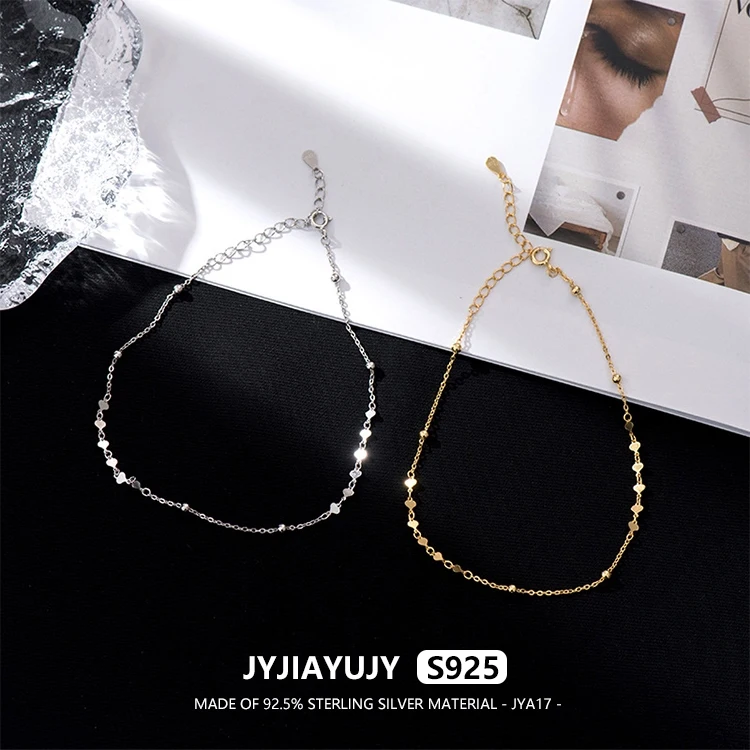 

JYJIAYUJY 100% Whole Original Sterling Silver S925 Anklet In Stock Heart Shaped Fashion Jewelry Gift Daily JYA17
