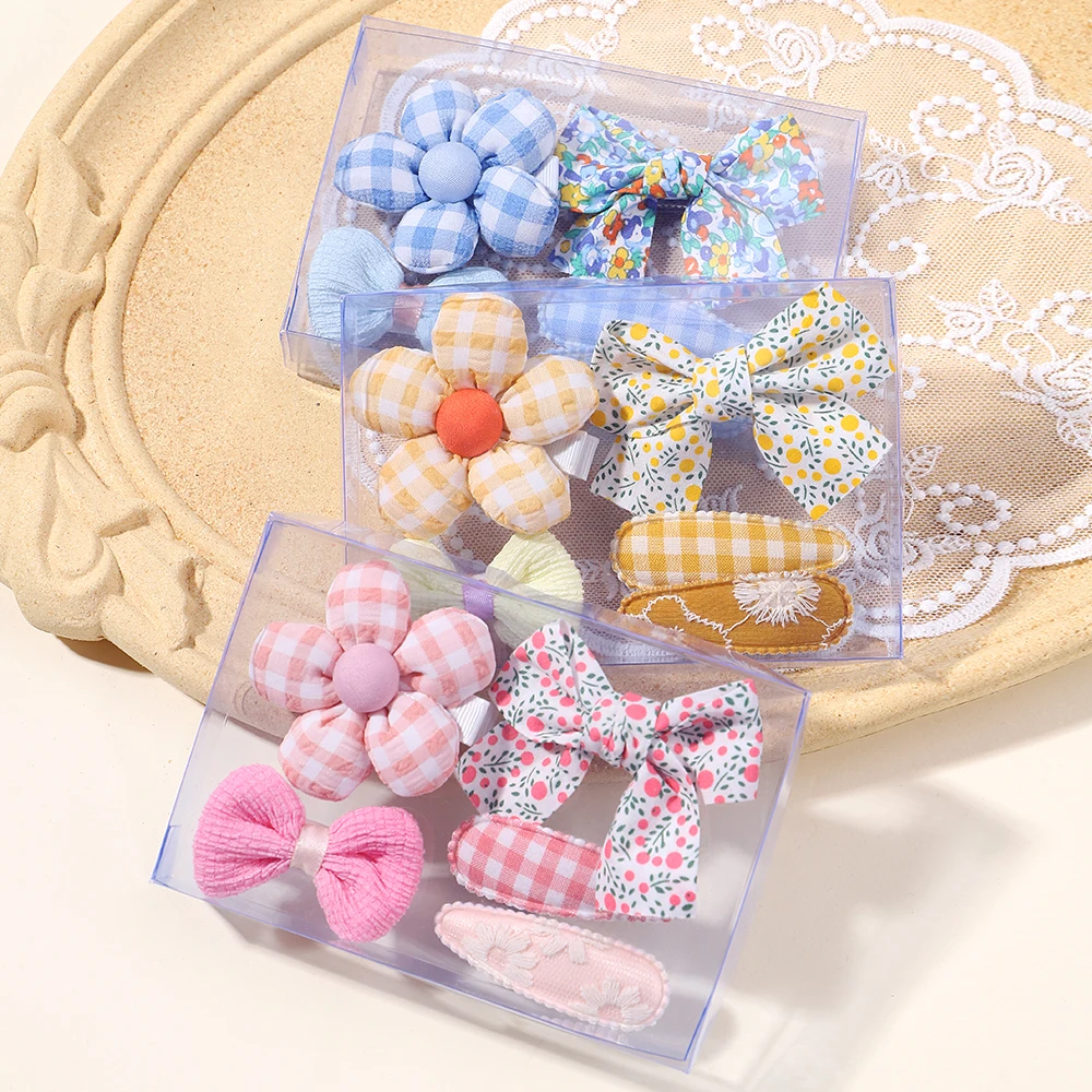 5Pcs/Set Mini Baby Girl Hair Clip Cute Floral Bow Bunny Princess Hairpin for Toddler Girl Lovely Bang Side Clip Hair Accessories