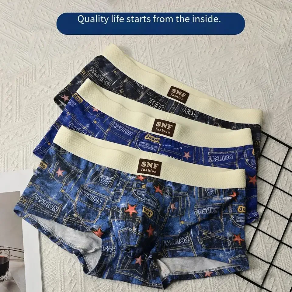 

1pc Men Print Colorful Breathable Underwear Mid Waist Underpants Large Pouch Panties Boxershorts Trunks Sexy Shorts
