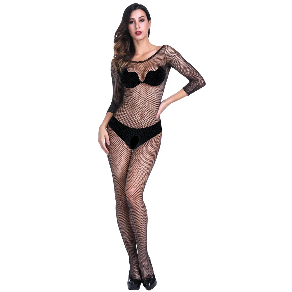 

Plus Size Alluring Lace Teddy with G-String Sexy Sheer Mesh Bodysuit Open Crotch Lingerie Set for Women Boudoir Nightwear