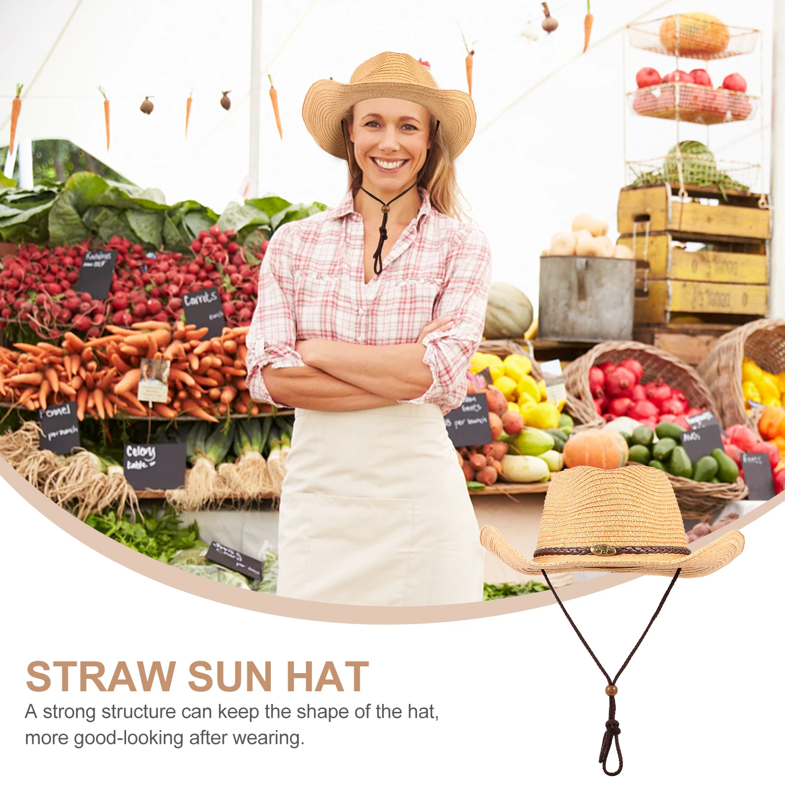 

Straw Cowboy Hat High grade Material Durable Comfortable Summer Sun Hat Protection Outdoor Fashion Personalized Western Style