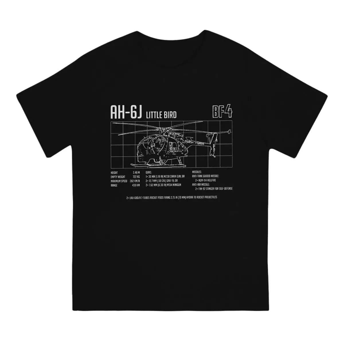 AH-6J Battlefield Video Game T Shirt Grunge Crewneck TShirt Harajuku Short Sleeve