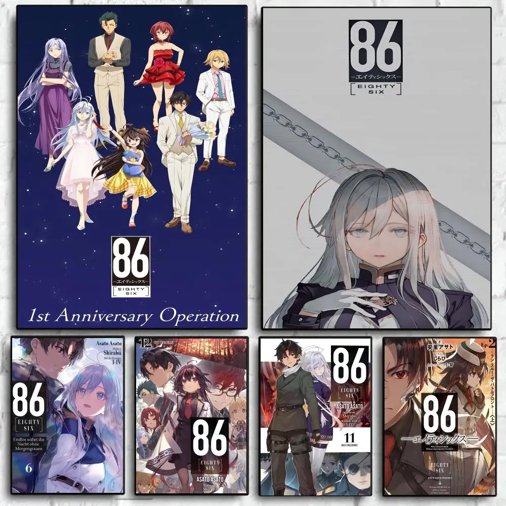 Classic Anime Hot 86 E-Eighty Six ANIME Poster Poster Self Adhesive Wall Art Decor for Bedroom Living Room Office Home