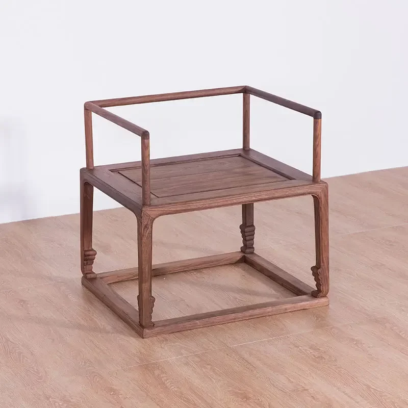 New Chinese Ming and Qing Dynasty Square Chair Black Walnut Crane Legs Zen Chair Antique Arm Chair Solid Wood Leisure  New
