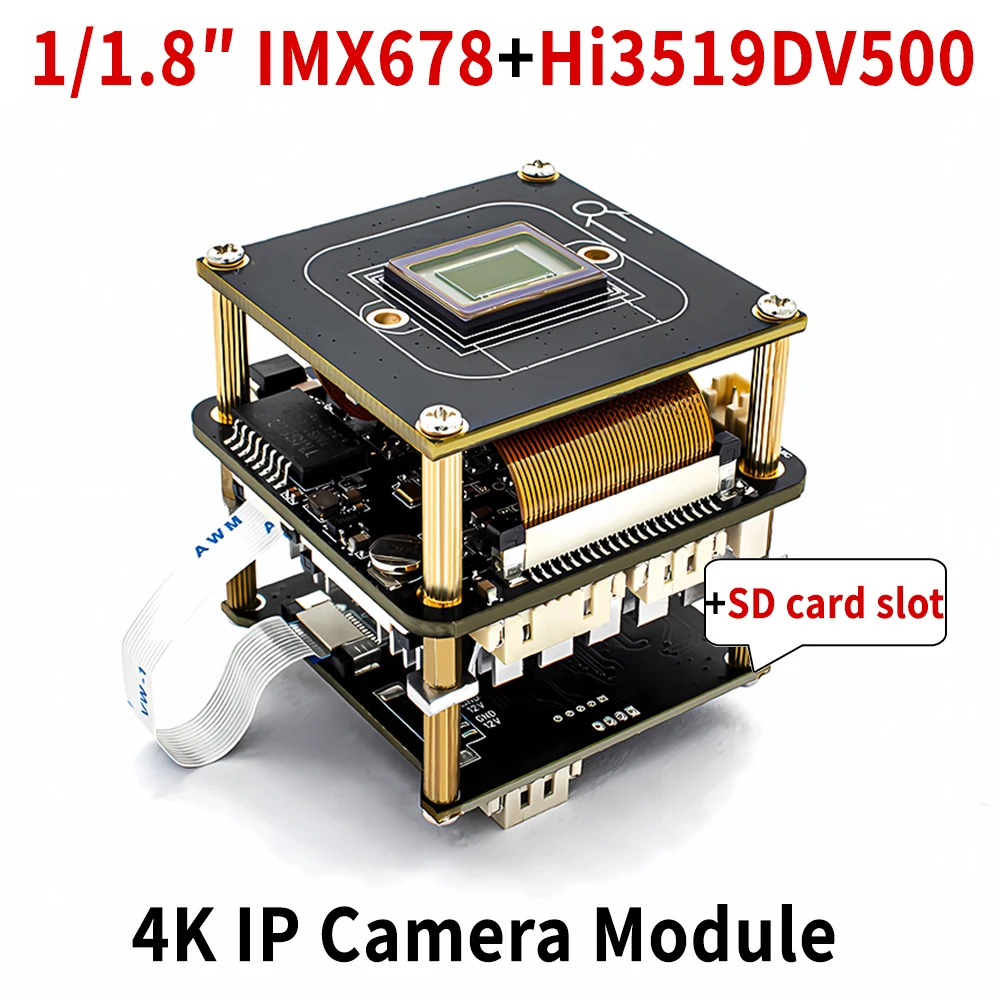 4K 30FPS Super Starlight IP Camera Board Industrial Metal Box IMX678+Hi3519DC500 With SD Card Slot 5-50mm Lens Security Camera