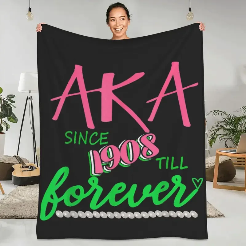 AKA Sorority Kappa Soft Warm Blankets Pink And Green Travel Office Throw Blanket Winter Flannel Bedspread Sofa Bed Cover