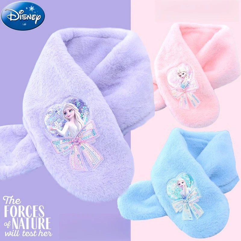 

Miniso Disney Children's Scarf Winter Plush Warm Scarf Girl Windproof Baby Neck Cover Princess Aisha Primary School Student