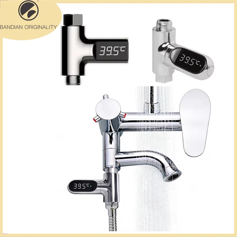 LED Display Household Water Shower Thermometer 5-85℃ Flow Self-powered Water Thermometer Monitoring Baby CareHome Shower Faucet
