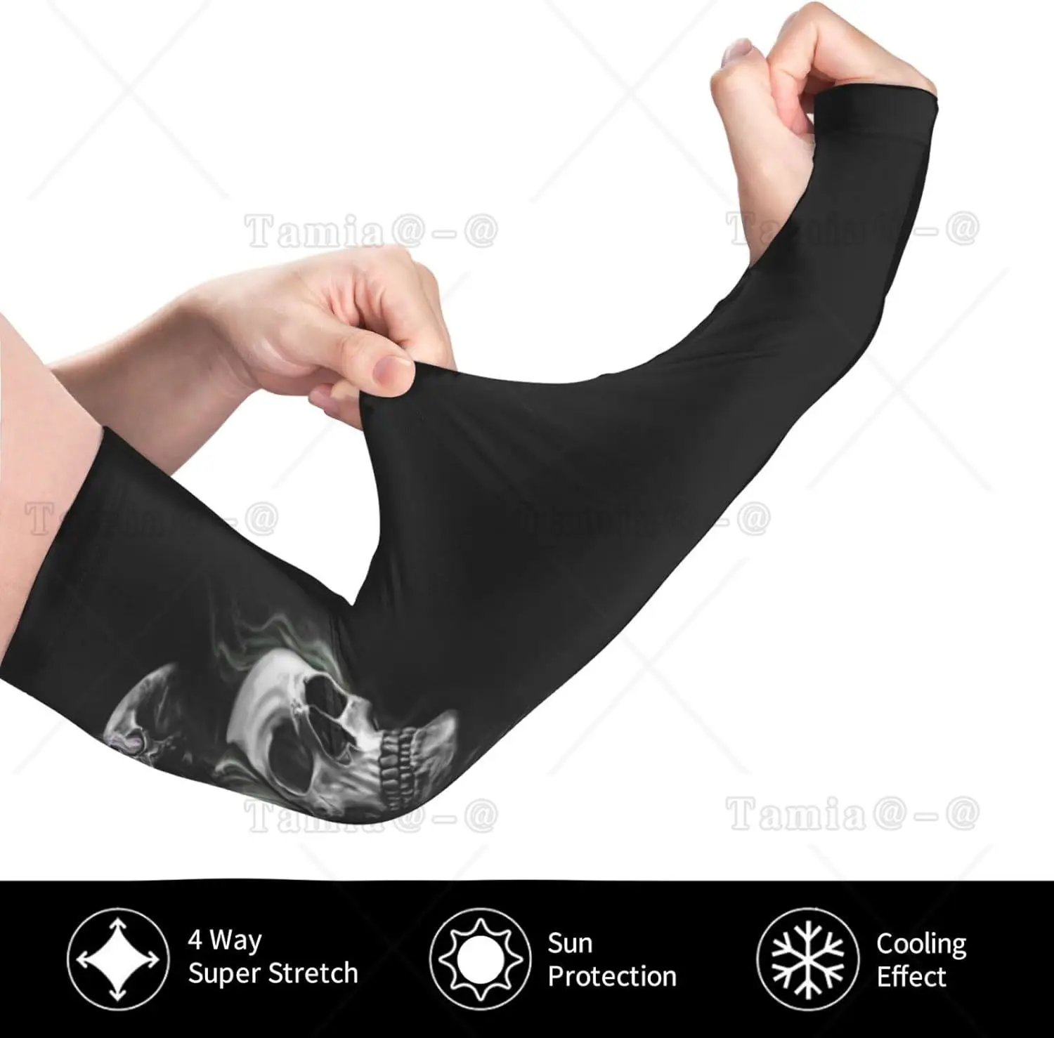 여성용 해골 슈터 슬리브 남성용 Cool Sun Cooling Arm Sleeves Mens Arm Cover