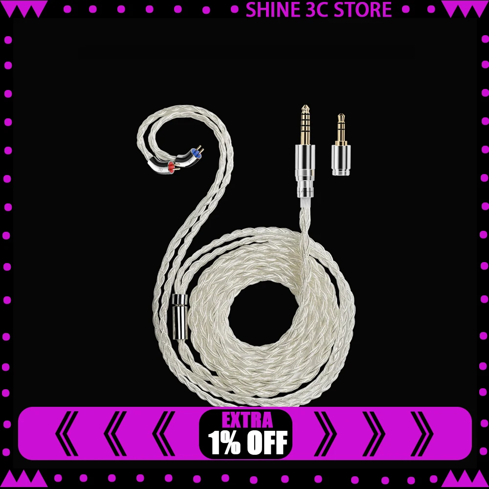 Câble de mise à niveau pour casque FiiO LS-RC 2026 en cuivre monocristallin plaqué argent avec connecteur interchangeable 0,78 mm équilibré