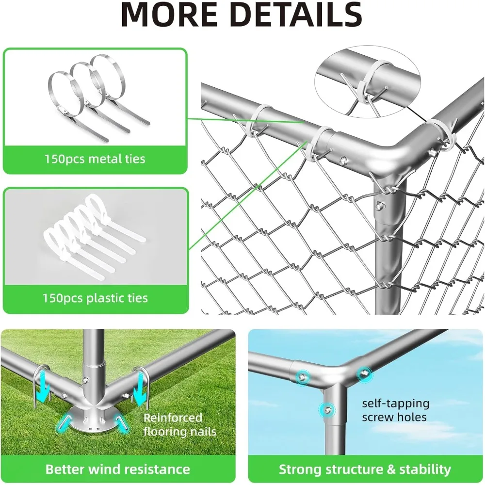 Heavy Duty Outdoor Dog Kennel 93x93IN Waterproof Cover Security Lock Enclosure for Large Dogs
