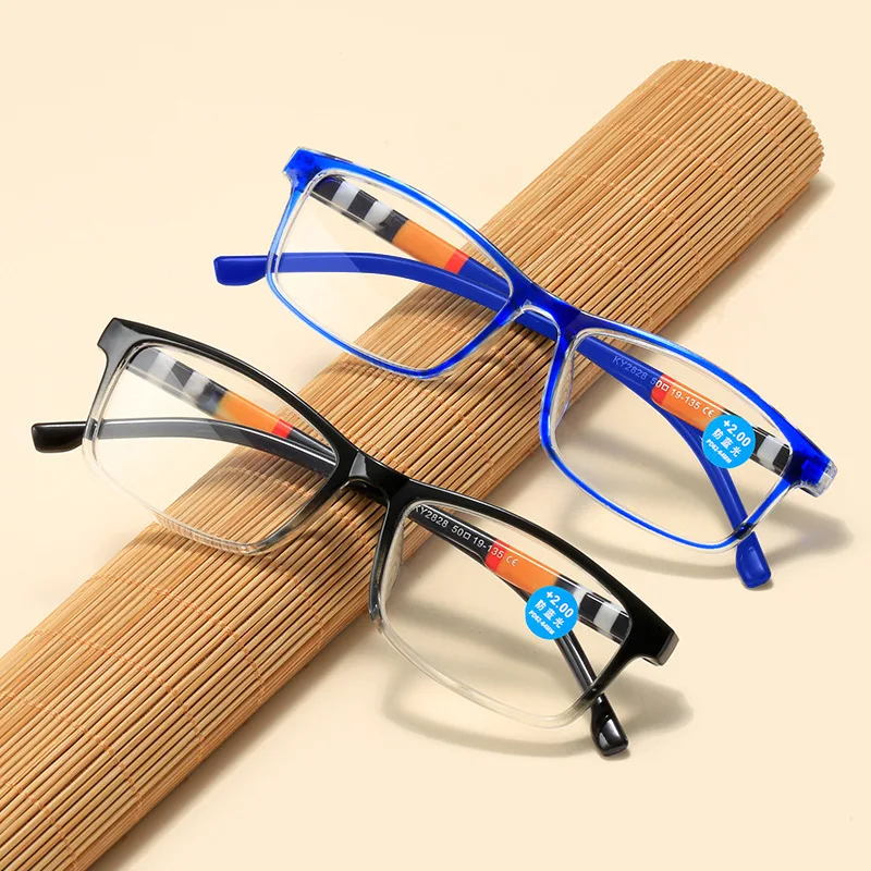 Nouvelles Lunettes Presbytie Anti-Lumière Bleue à Monture Imprimée Tendance, Branches à Ressort, Verres HD pour Personnes Âgées