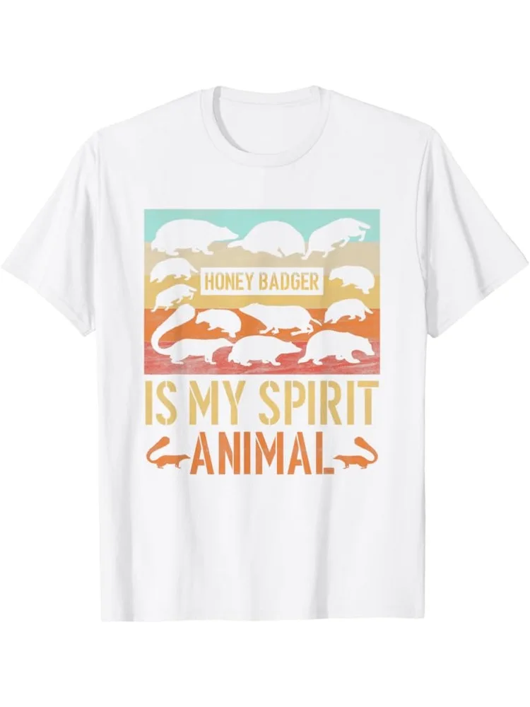 Retro Honey Badger Is My Spirit Animal Damen T-Shirt Retro Badger Print Kurzarm Rundhals Top Y2K Shirt Bluse