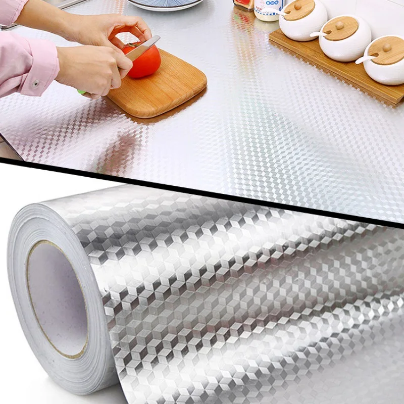 

Kitchen Oil-proof Waterproof Stickers Aluminum Foil Kitchen Stove Cabinet Self Adhesive Wall Sticker DIY Wallpaper papel tapiz